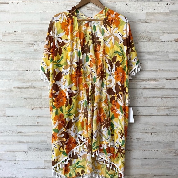 NWT Hawaiian Floral Tassel Kimono Medium - Picture 8 of 8